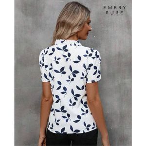 Haut Bohème Emery Rose Blanc Taille 2XL – Manches Courtes Flutter, Col Fendu, Broderies œillets